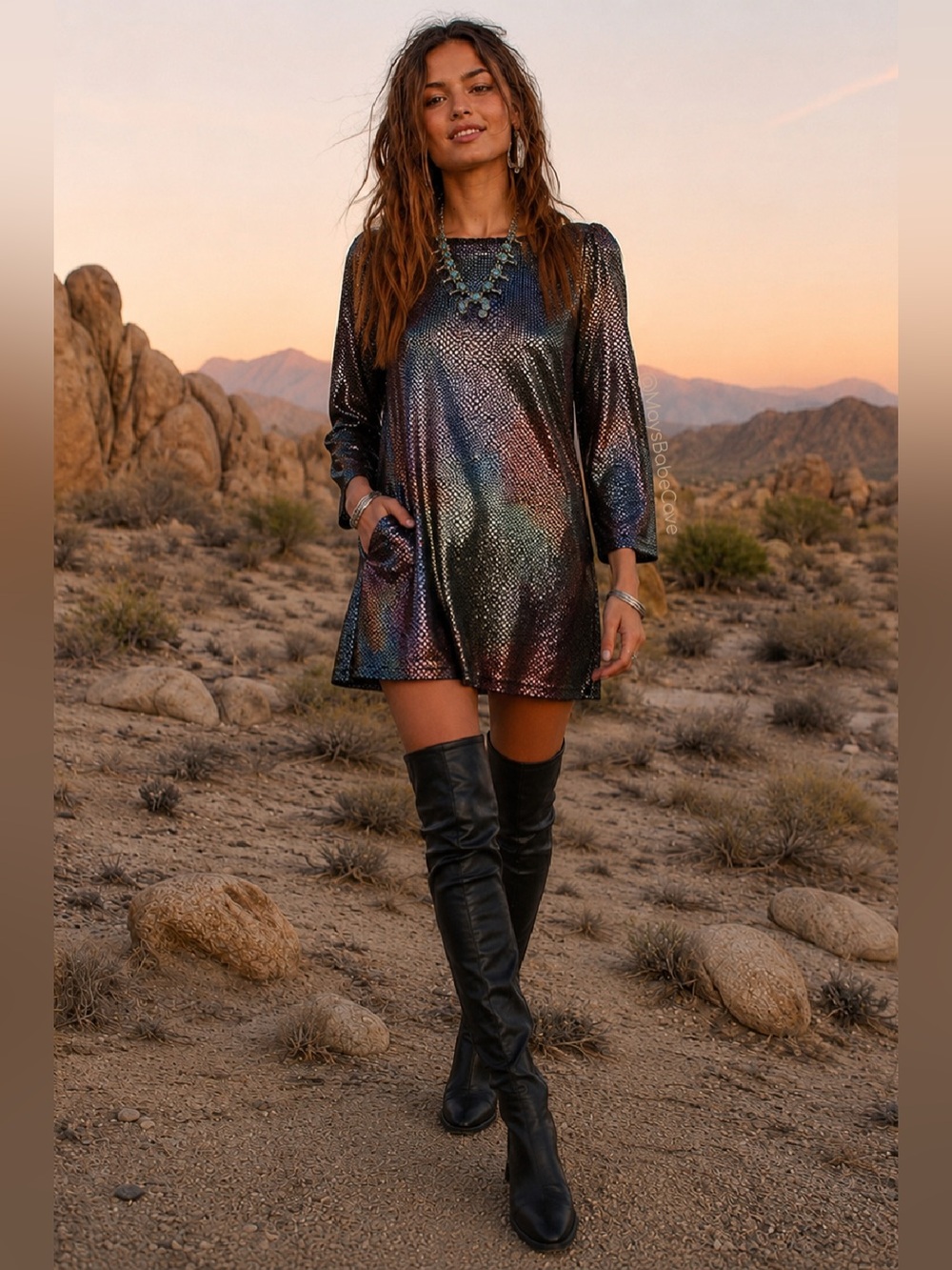 Free People Iridescent Long Sleeve Mini Dress - Picture 5 of 16